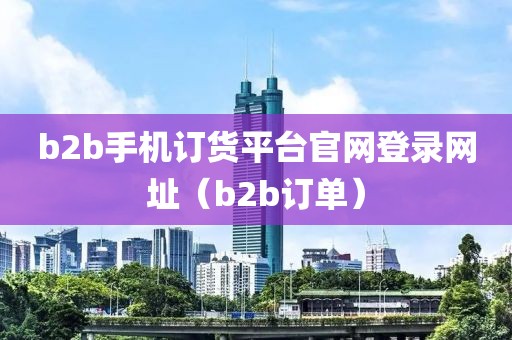 b2b手机订货平台官网登录网址（b2b订单）