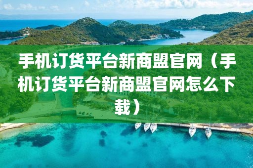 手机订货平台新商盟官网（手机订货平台新商盟官网怎么下载）