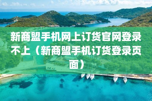 新商盟手机网上订货官网登录不上（新商盟手机订货登录页面）