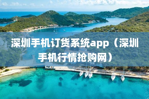 深圳手机订货系统app（深圳手机行情抢购网）