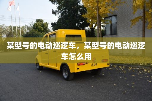 某型号的电动巡逻车，某型号的电动巡逻车怎么用